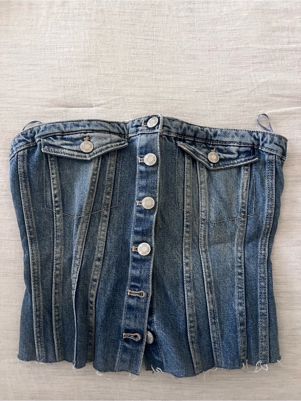 Blue Denim Corset Top ZARA